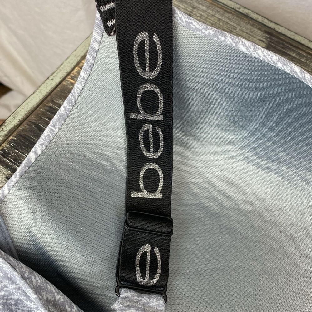 Bebe Gray & Black Logo Band Wire Free Bra 38DD - Picture 5 of 7